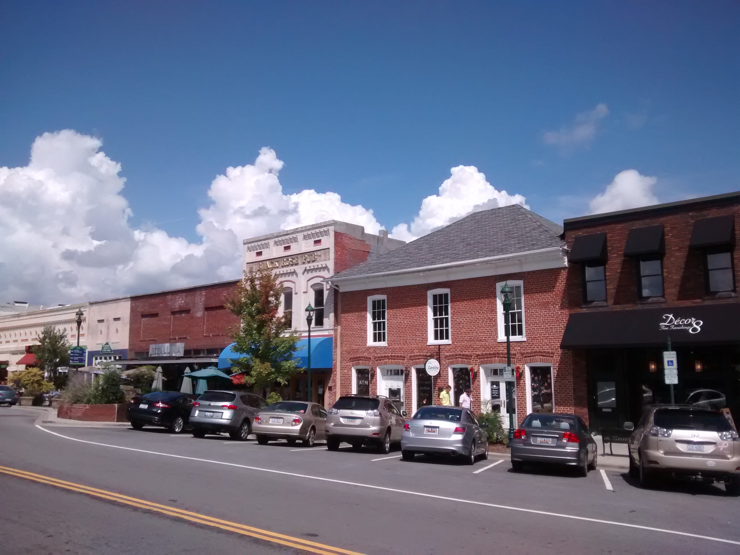 Main Street storefronts in Hendersonville, North Carolina, site of the NC Apple Festival