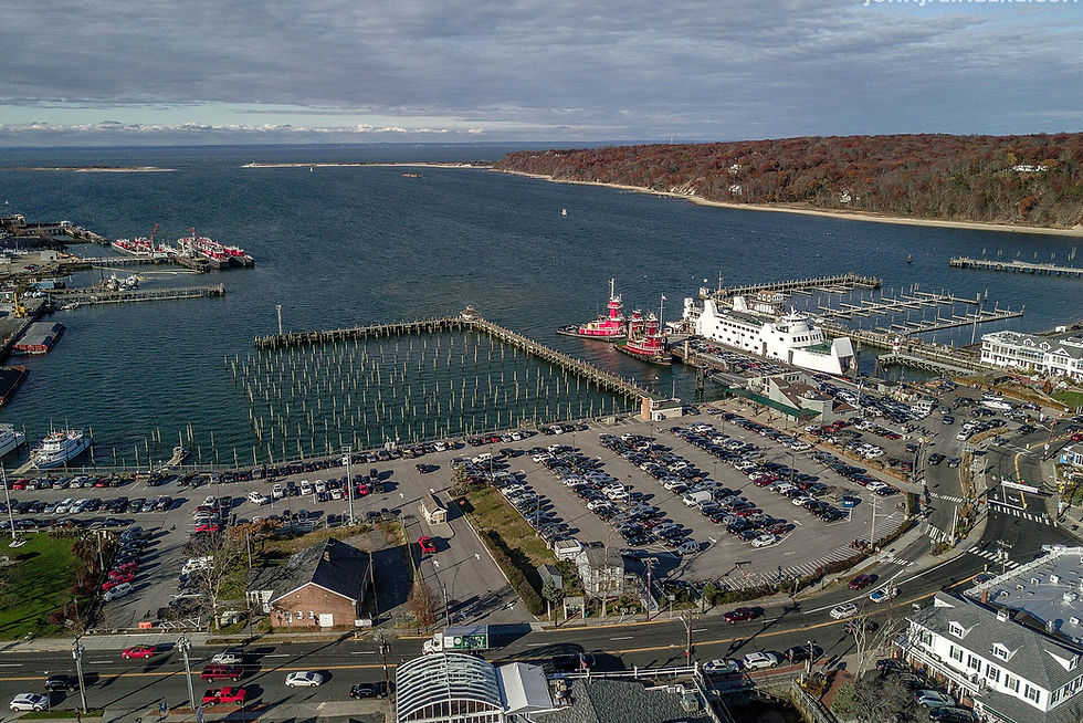 Port Jefferson harbor park shoreline, no people subject