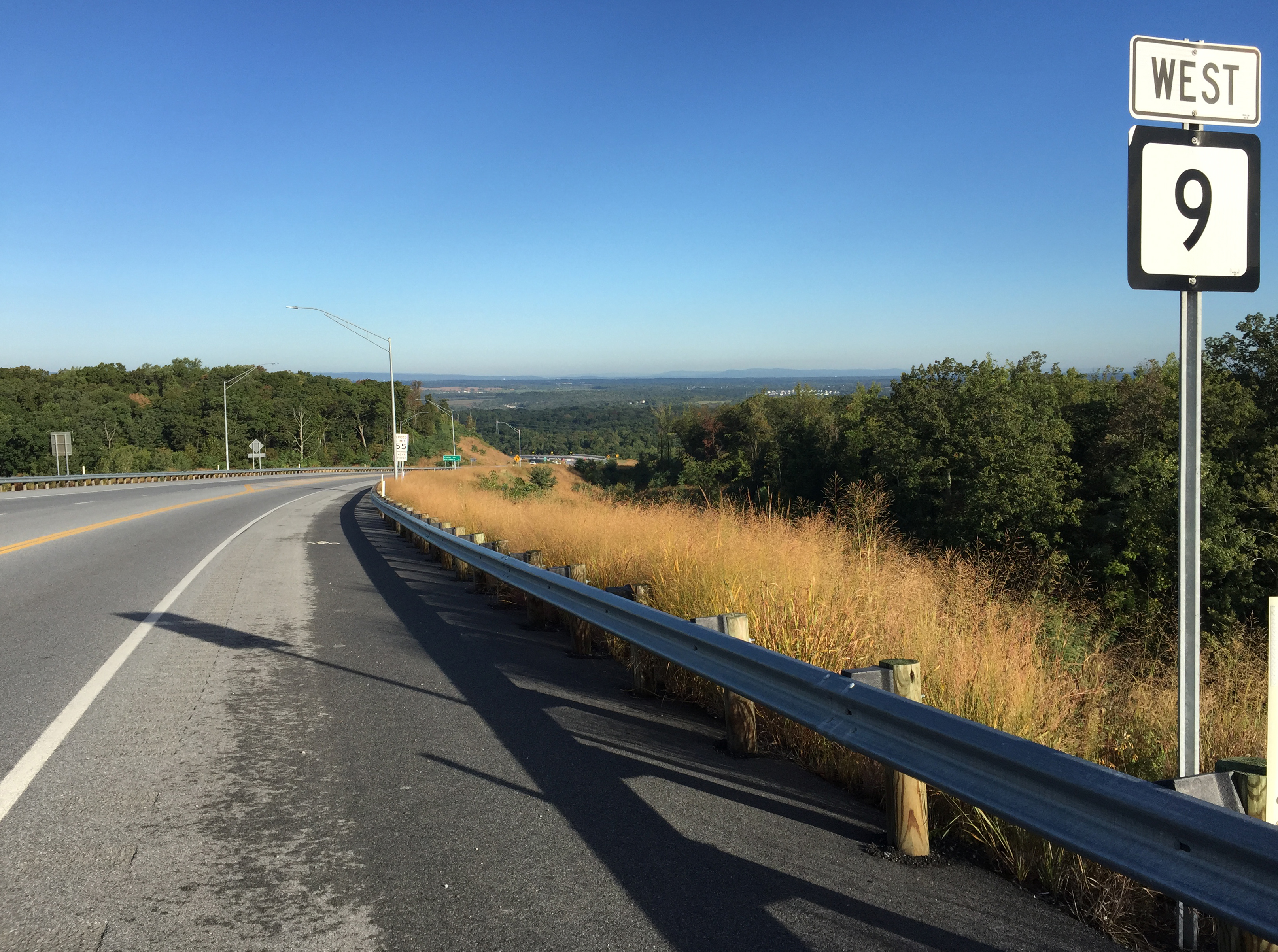 West Virginia Route 9 at Keys Gap looking west into Jefferson County ridge country.