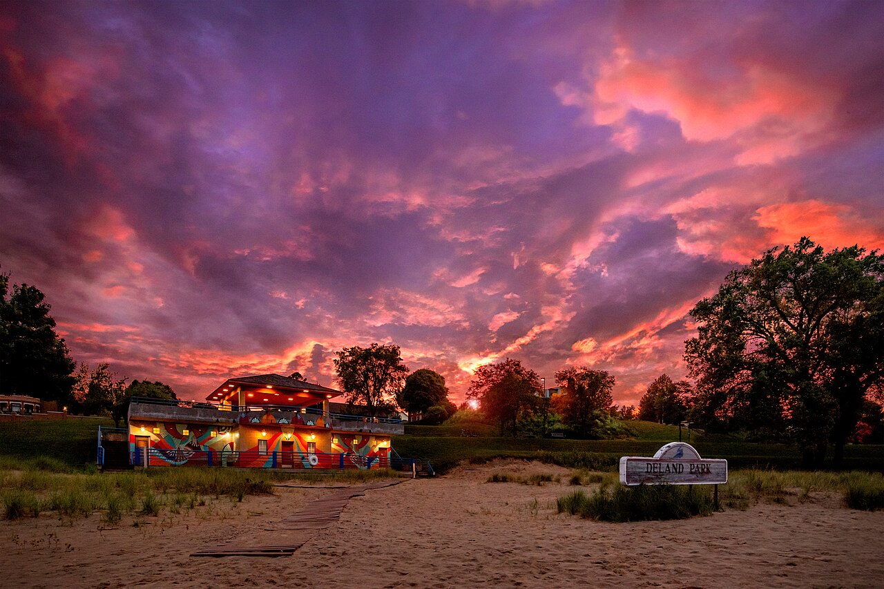 Deland Park beach house under a Sheboygan sunset