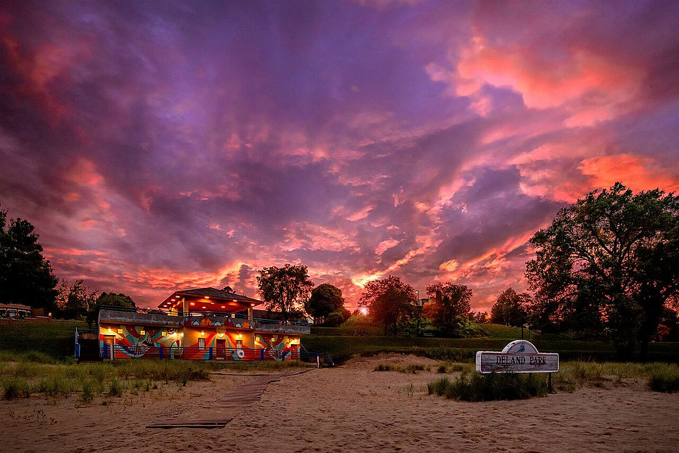 Deland Park beach house under a Sheboygan sunset