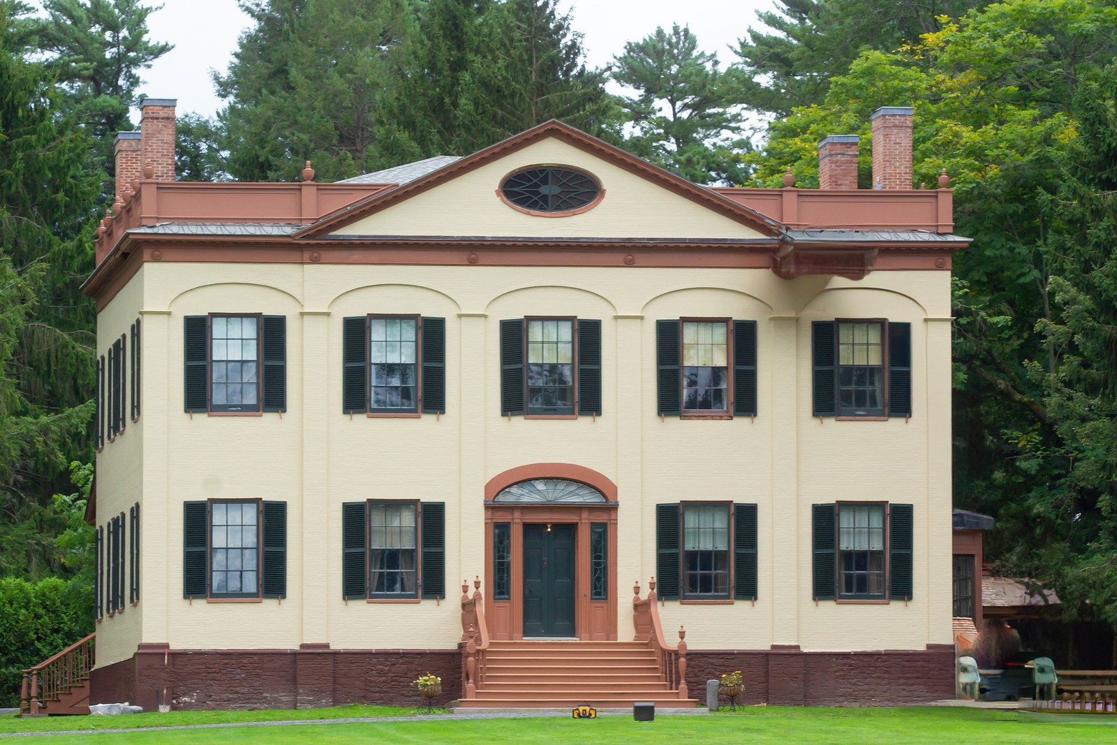 Yellow inn facade, no faces