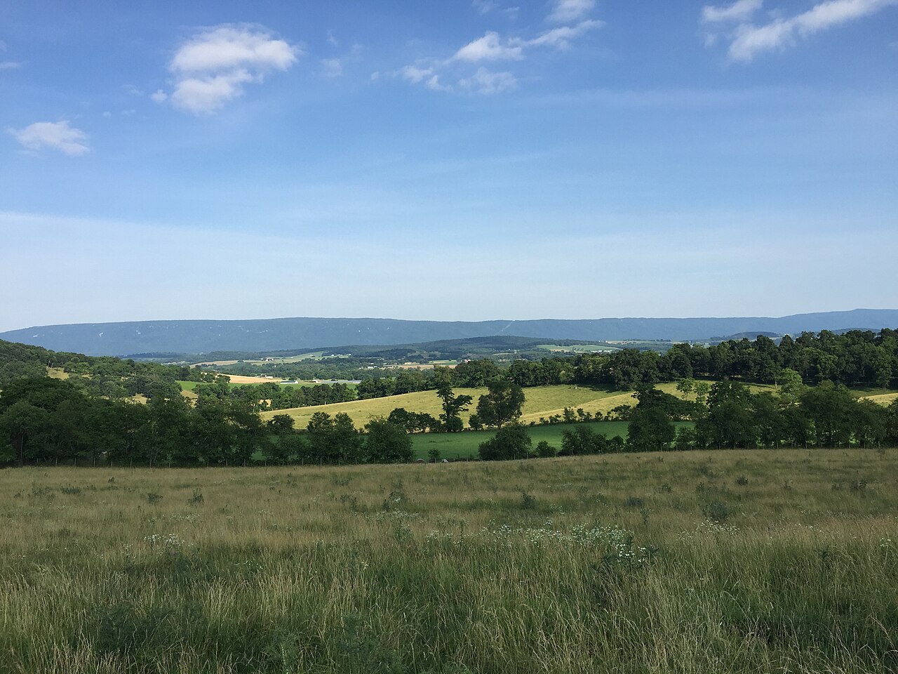 Massanutten Mountain from Forestville Road north of Timberville in Rockingham County, Virginia.