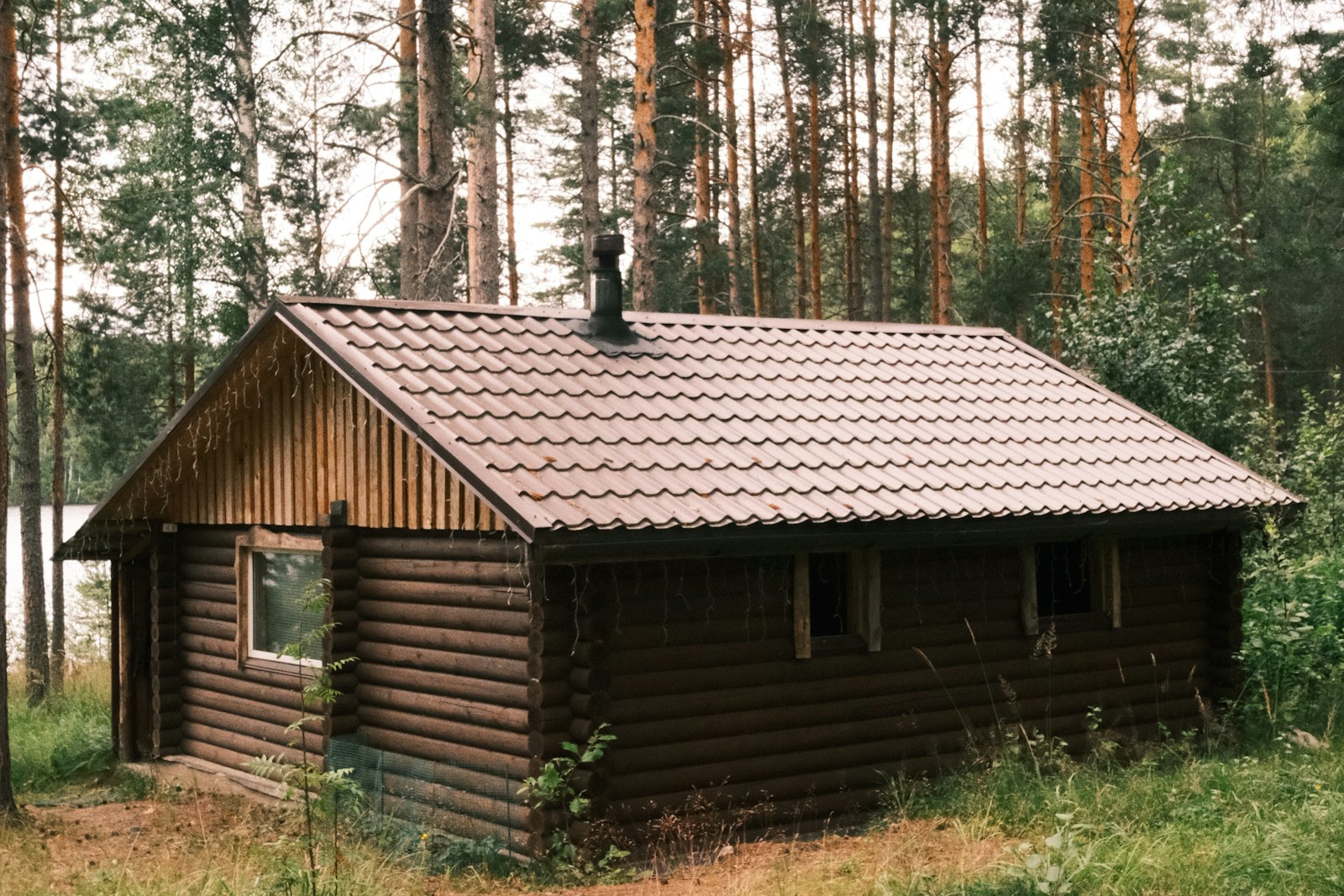 Log cabin stay exterior, no faces
