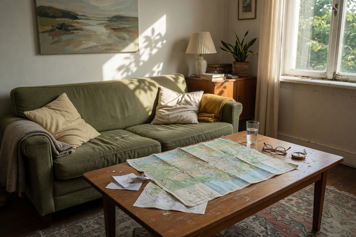 Stay lodging interior or exterior, no faces