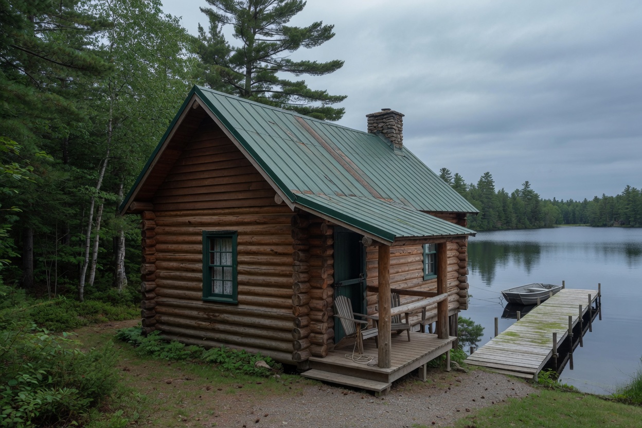 Cabin stay exterior, no faces