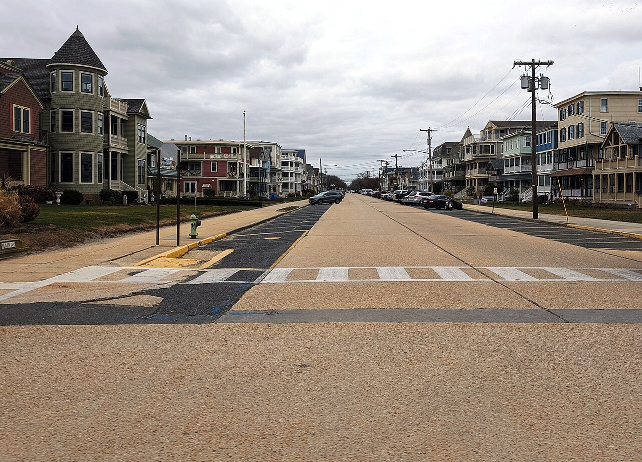 Main Avenue west from Ocean Avenue, Ocean Grove, December 2024