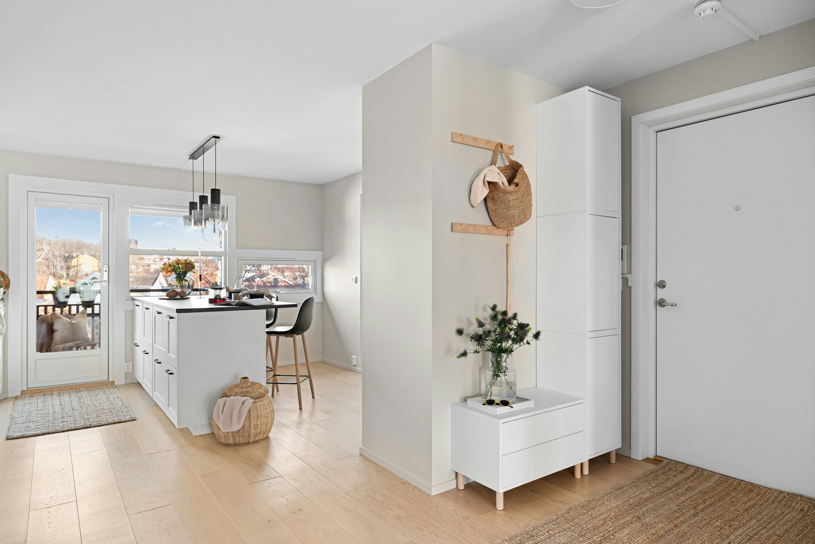 Apartment entry and kitchen, no faces