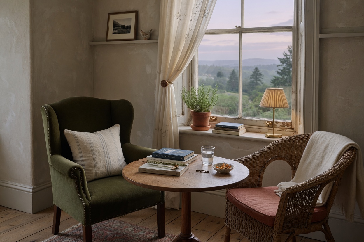 Stay lodging interior or exterior, no faces
