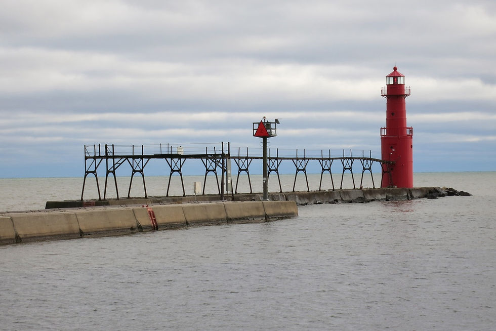 Algoma Pierhead Light on the catwalk pier, Lake Michigan, Algoma, Wisconsin