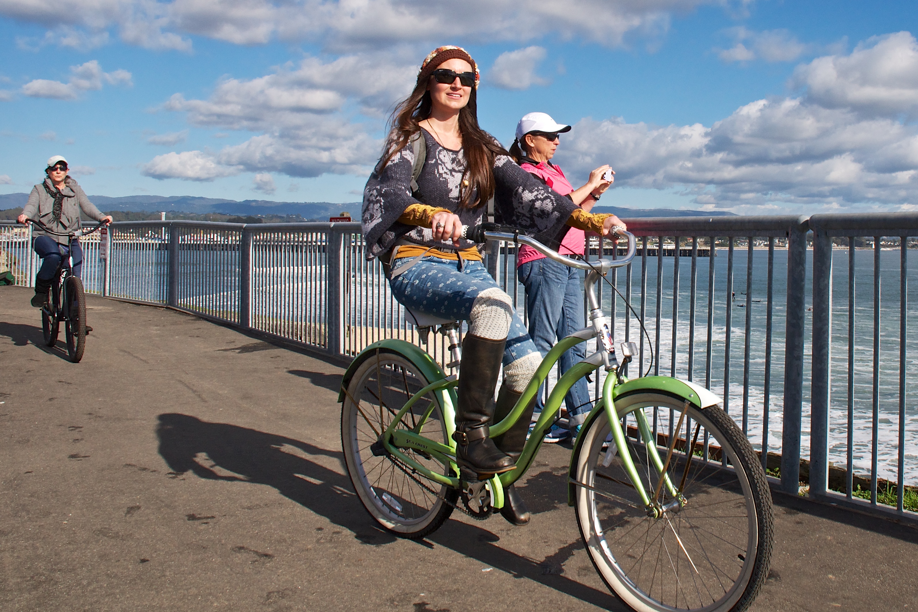 Cyclists on West Cliff Drive above the Santa Cruz coast