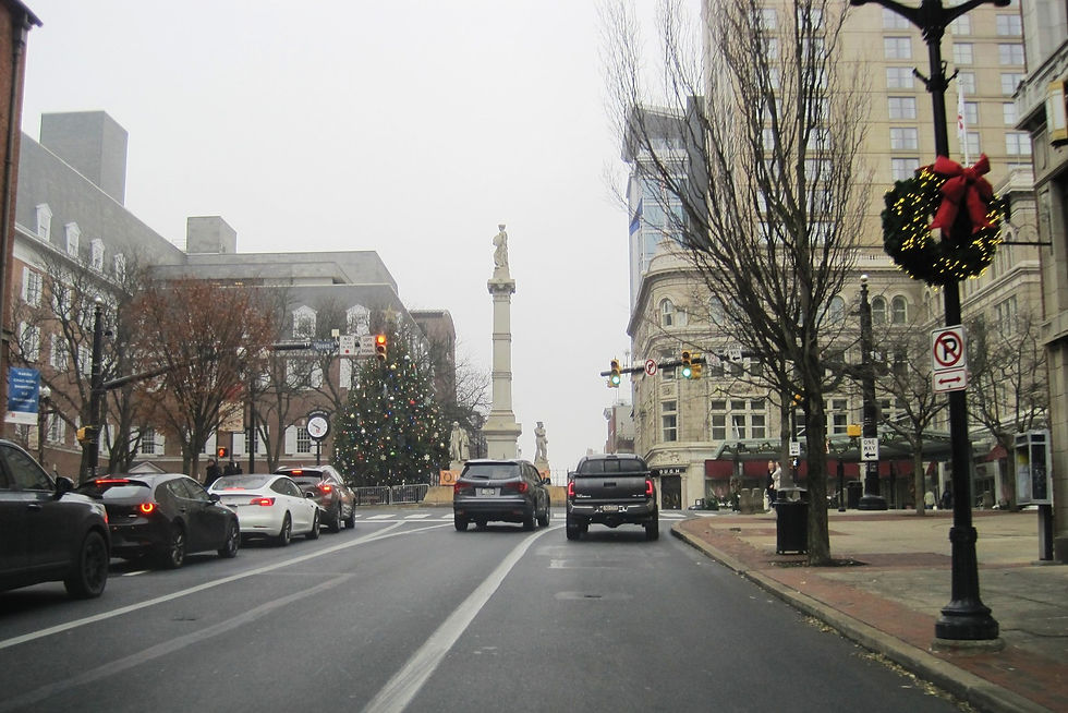 Penn Square street toward the monument, Lancaster