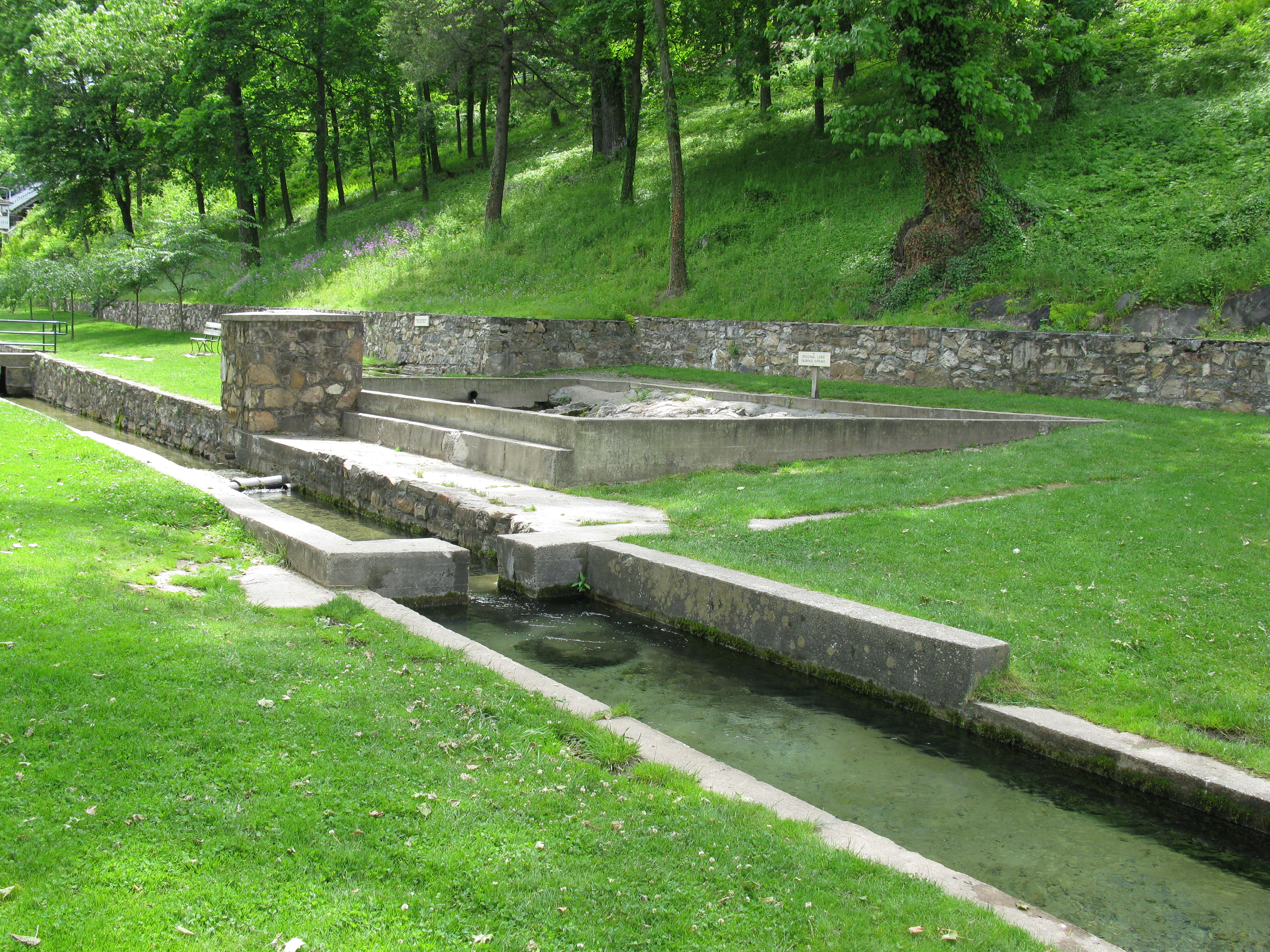 Walkable Berkeley Springs State Park grounds in downtown Bath