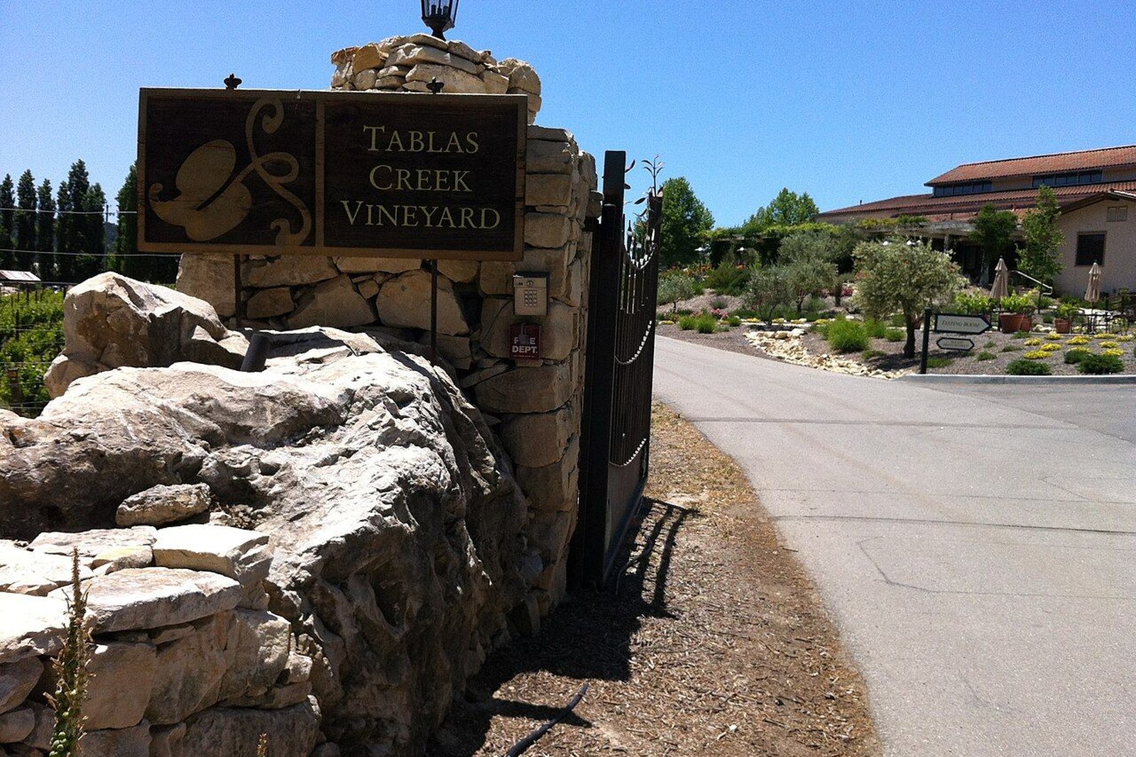 Tablas Creek Vineyard entrance in Paso Robles wine country