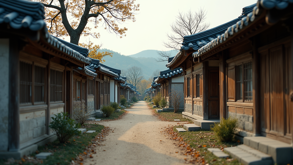 Eye-level view of traditional Korean hanok houses