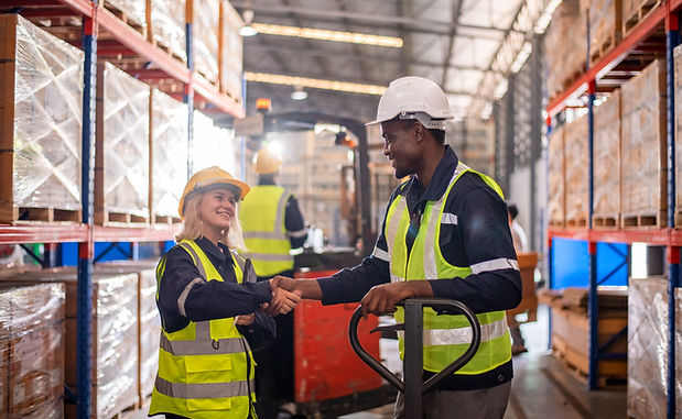 warehouse-workers-working-factory-cargo-hand-pulling-pallet-truck-stack-cardboard-boxes-wo