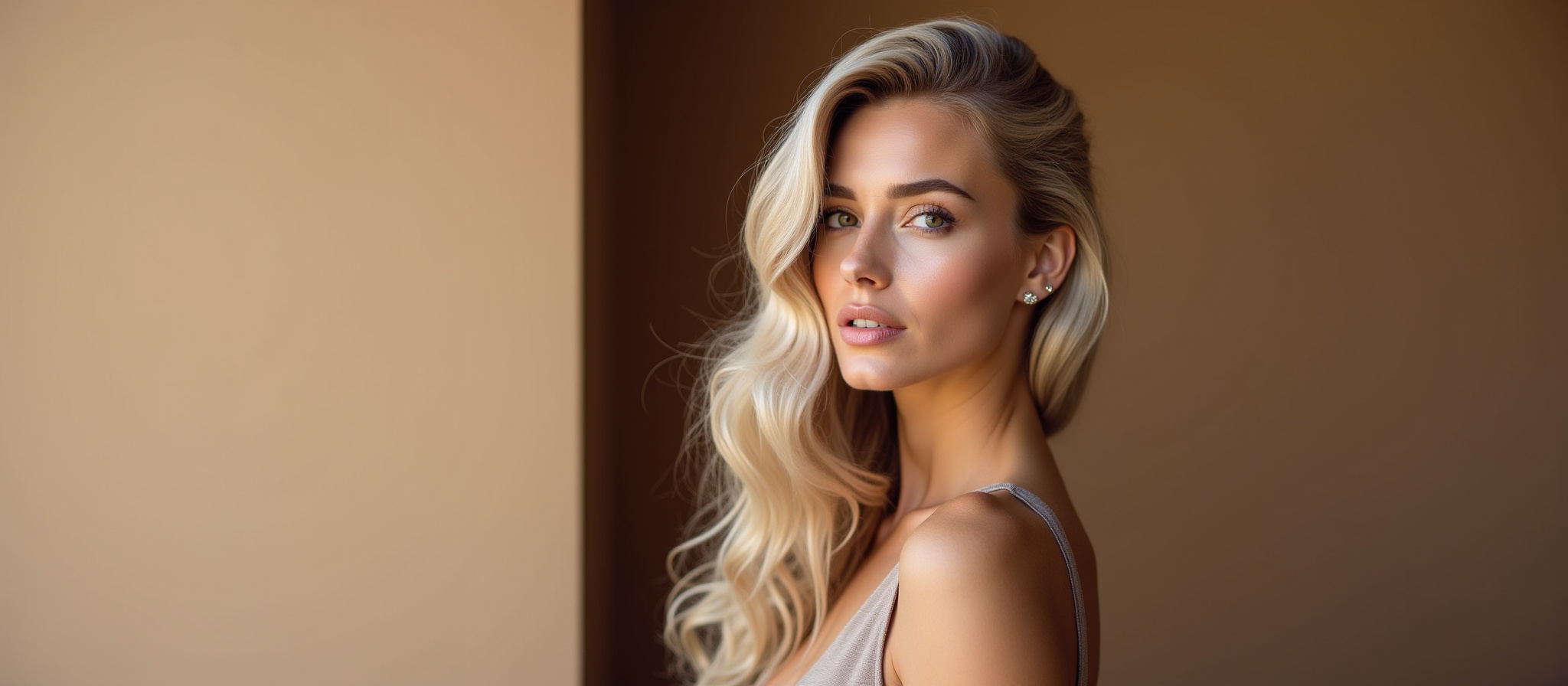 Lady wearing blonde Hair Enhancer