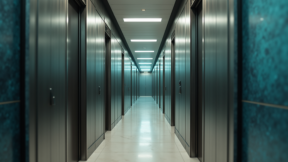 Eye-level view of a modern residential elevator with glass walls