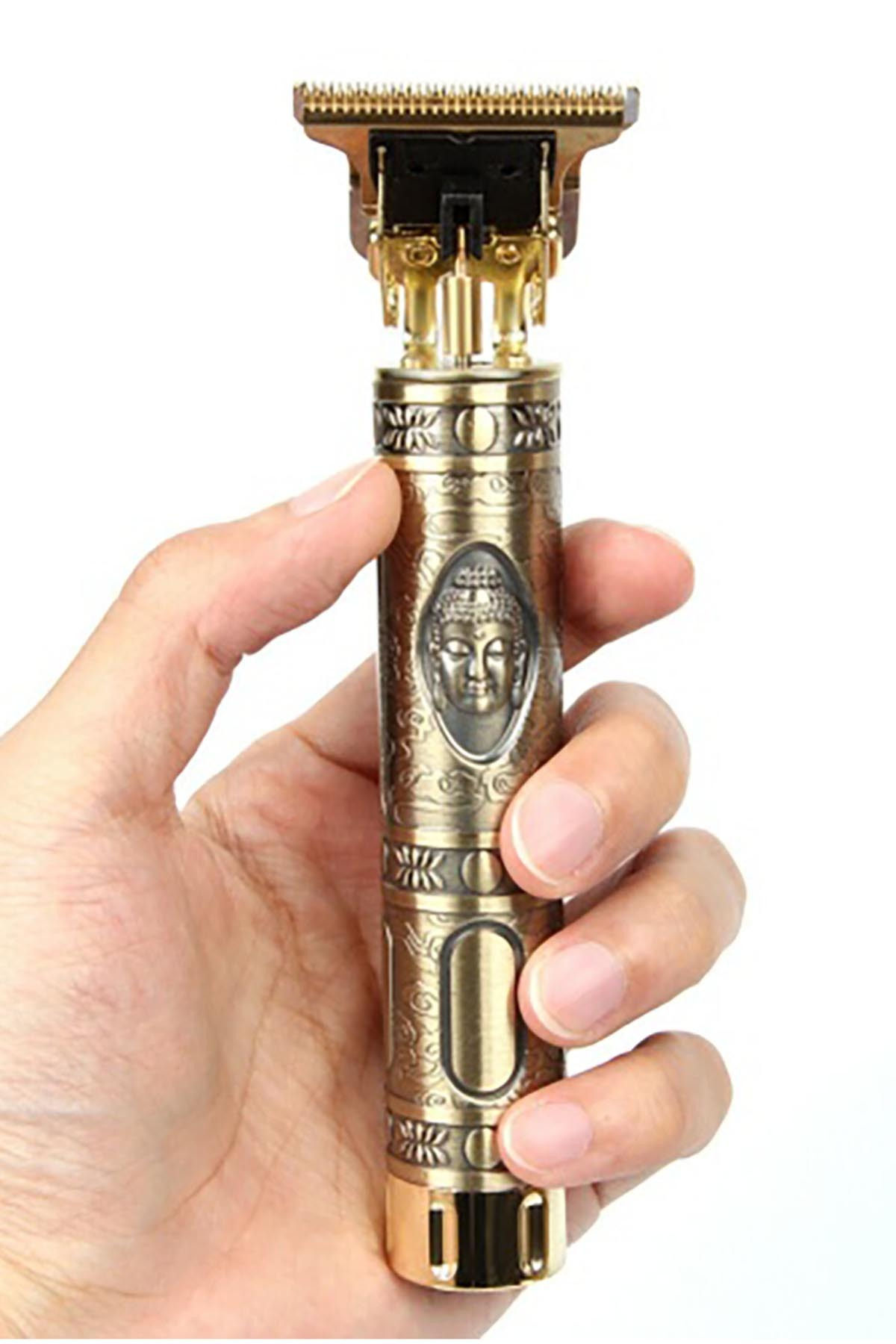 T9 Gold Renk Metal Gövde Profesyonel Şarjlı Çok Fonksiyonlu Tıraş Makinesi
