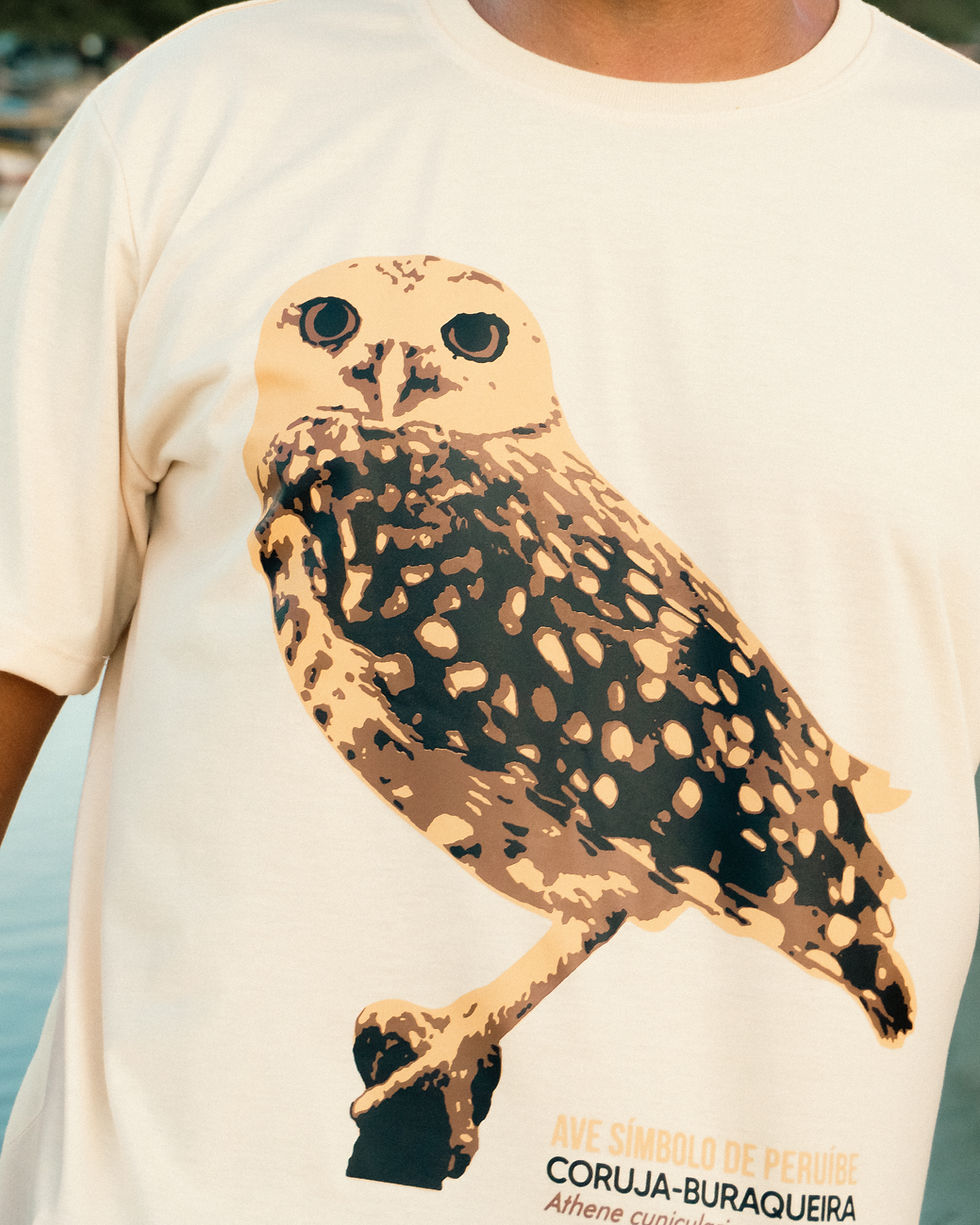 Miniatura: Camiseta Coruja-buraqueira - Ave Símbolo de Peruíbe