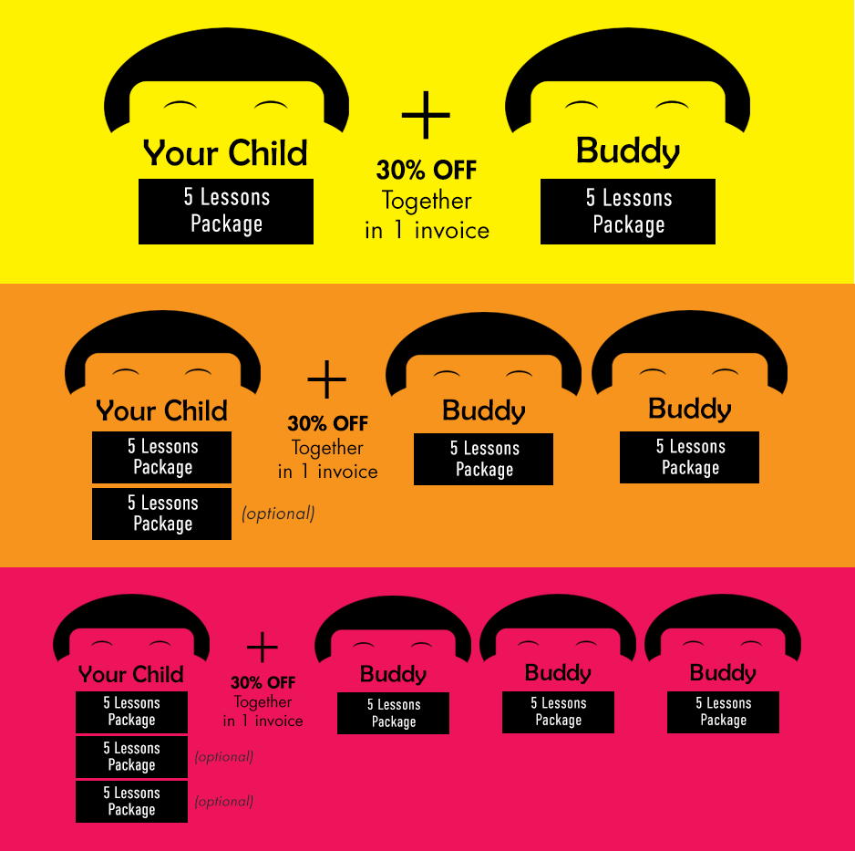30% Off 5 Lessons Package exclusive for *New Enrolments and Existing Customer referrals altogether in an invoice transaction.