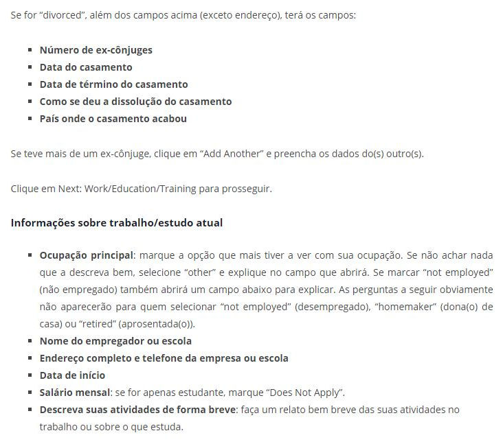 Formulário DS160