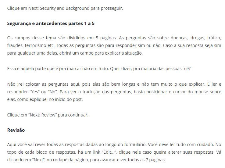 Formulário DS160