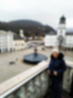 Vista do alto da Praça da Catedral - Salzburg