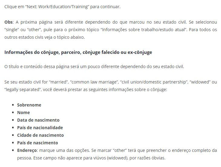 Formulário DS160