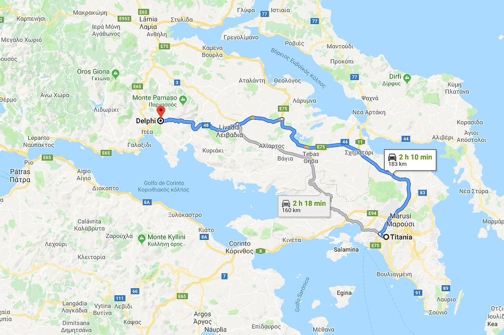 Mapa do Trajeto que fizemos na Grécia