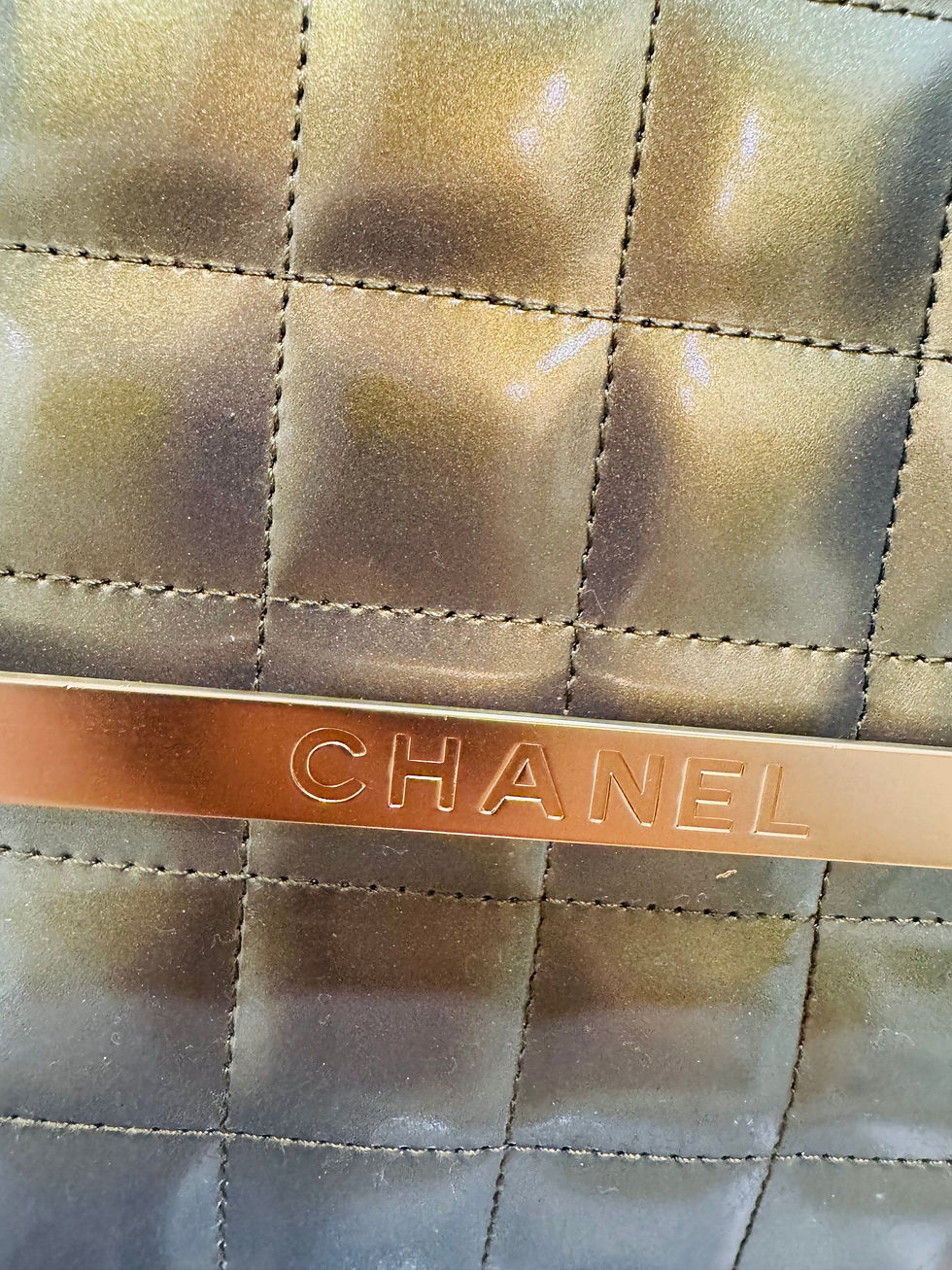 Thumbnail: Rare Chanel Metallic  iridescent bag / large Clutch 