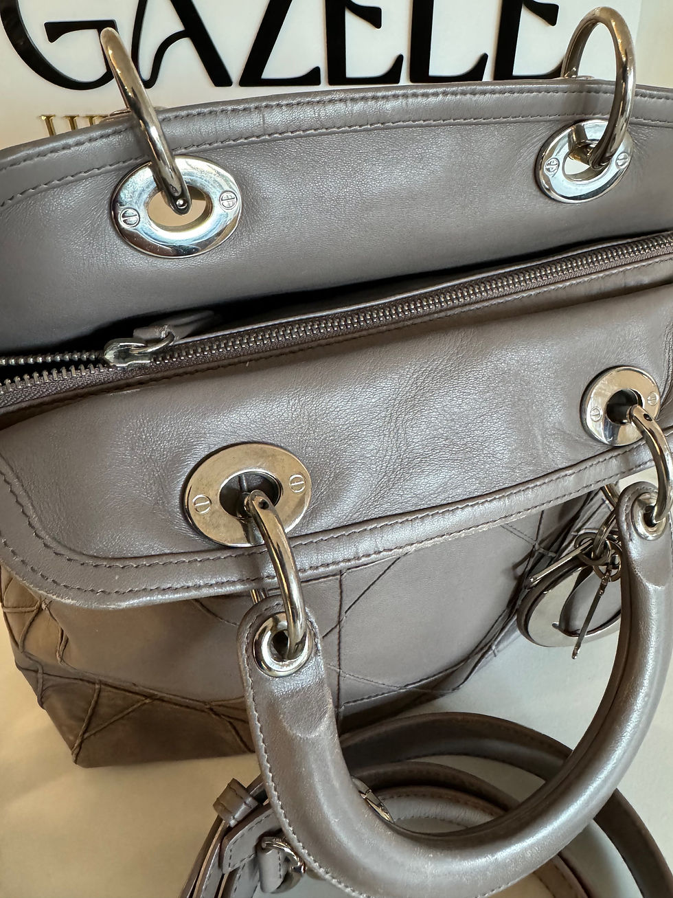 Thumbnail: Dior Pale Lilac Cannage Leather Granville 