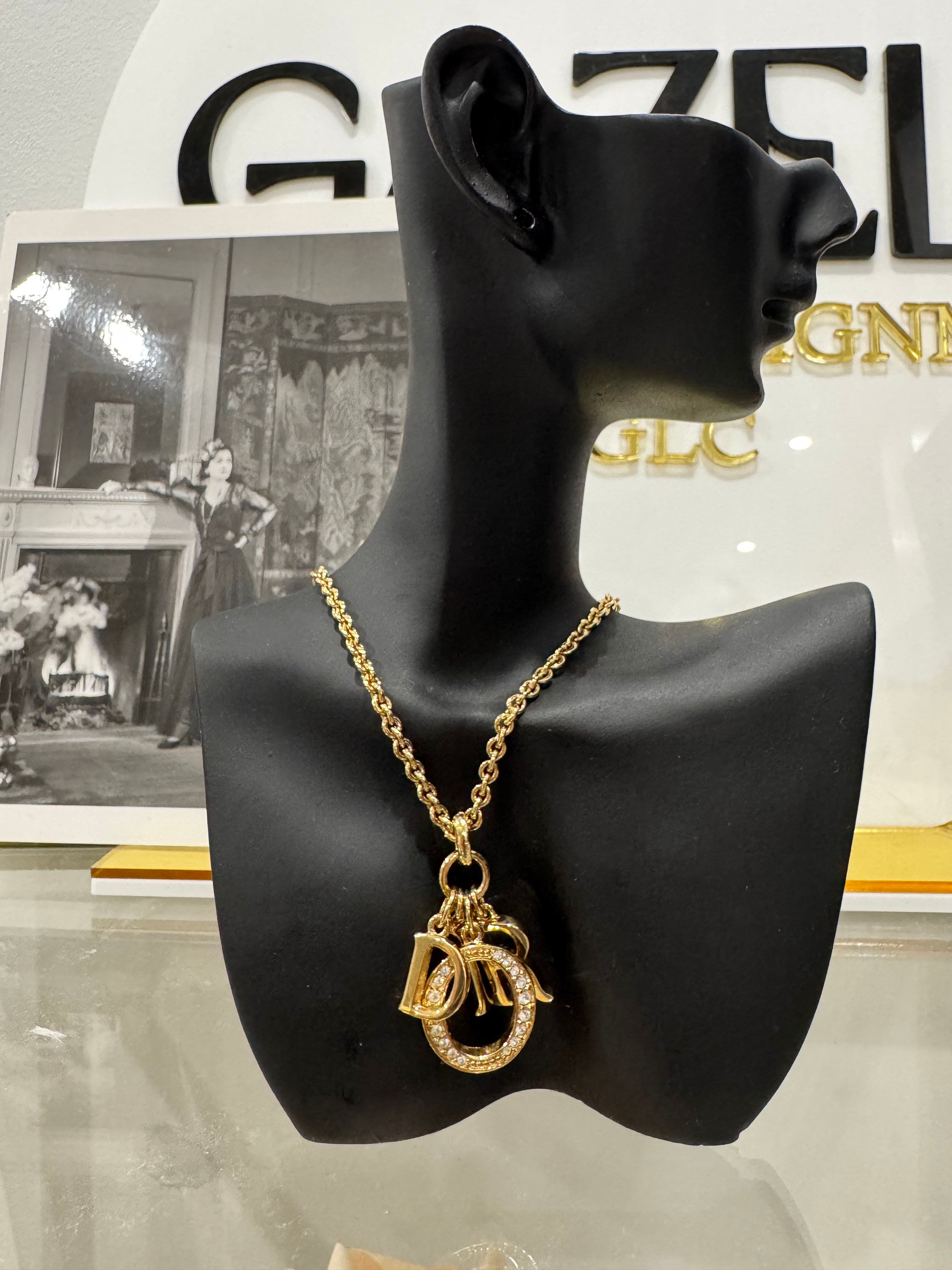 Christian Dior Large Letters Gold Necklace