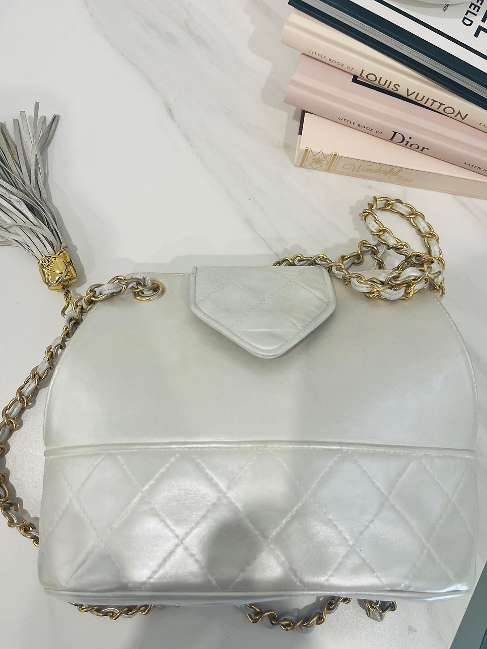 Thumbnail: CHANEL  24K Gold Tassel Double chain Shoulder Bag 