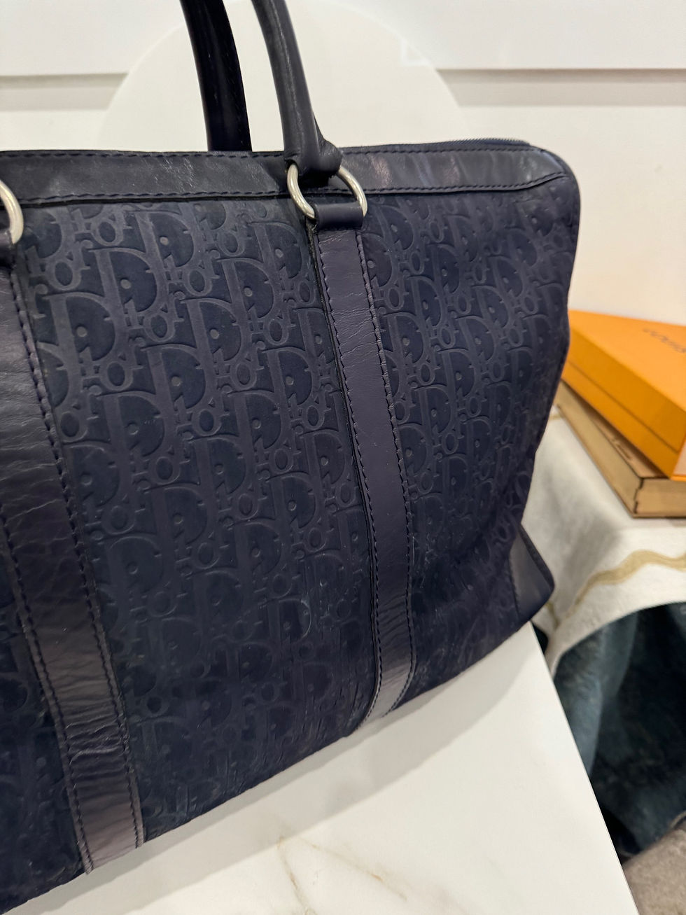 Thumbnail: Christian Dior CD Midnight Navy Blue Iridescent Oblique Monogram Log