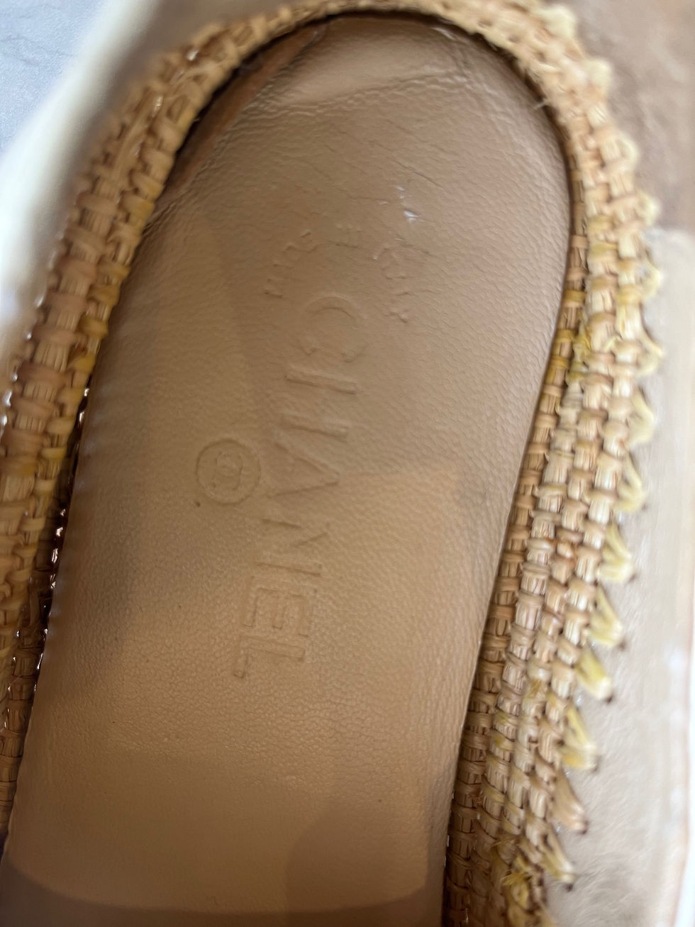 Thumbnail: Chanel Espadrille Lambskin leather Woven Raffia Flats. 