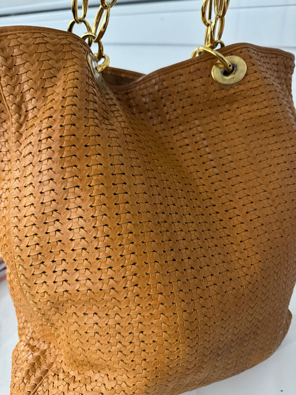 Thumbnail: Christian Dior woven soft leather  tote bag 