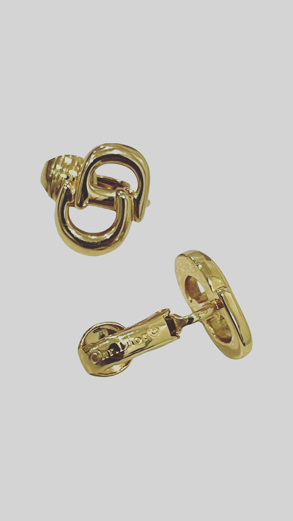 Thumbnail: Christian Dior Gold Plated CD Clip -On Earrings . 