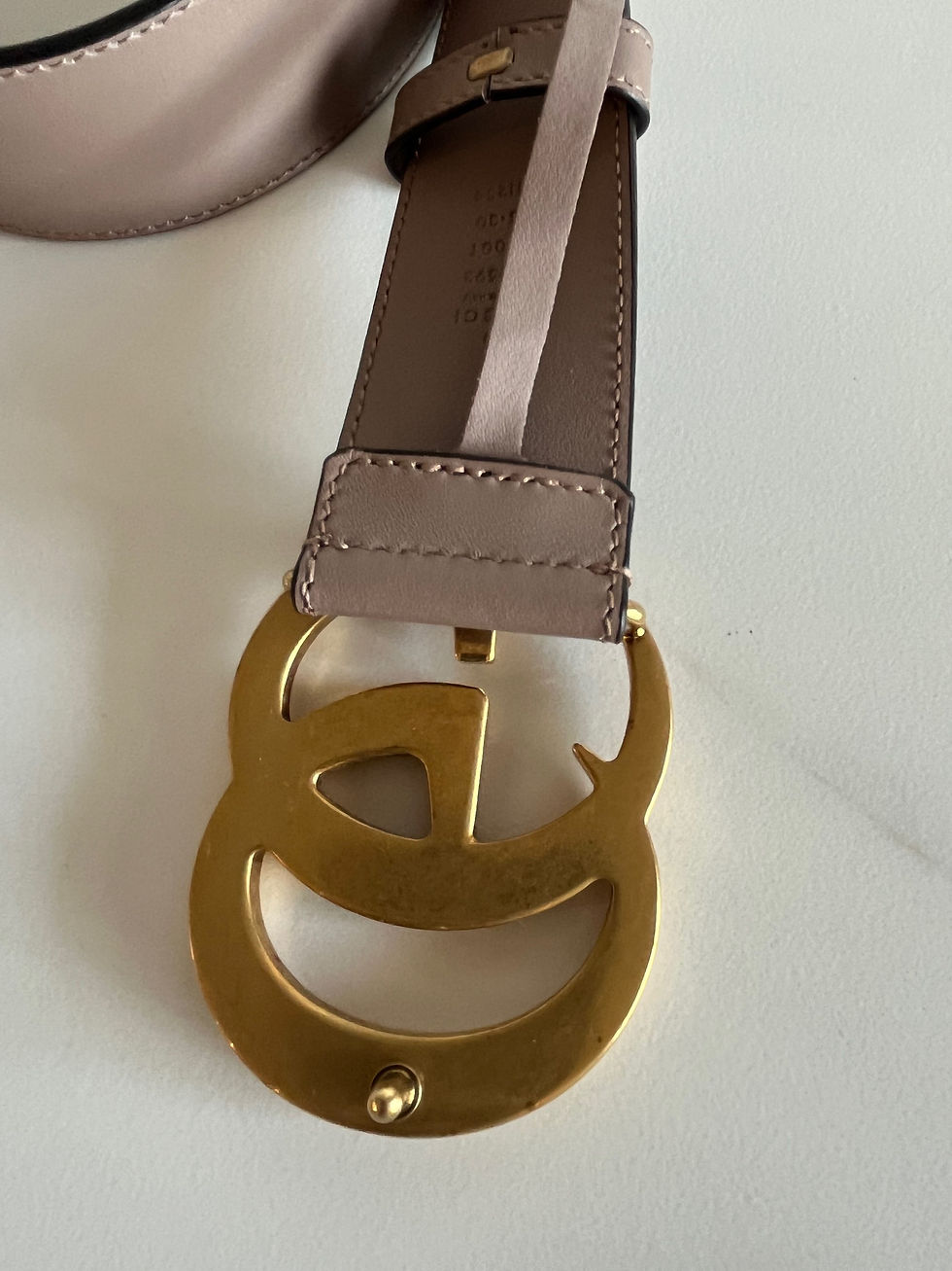 Thumbnail: Gucci wide smooth leather belt In nude 