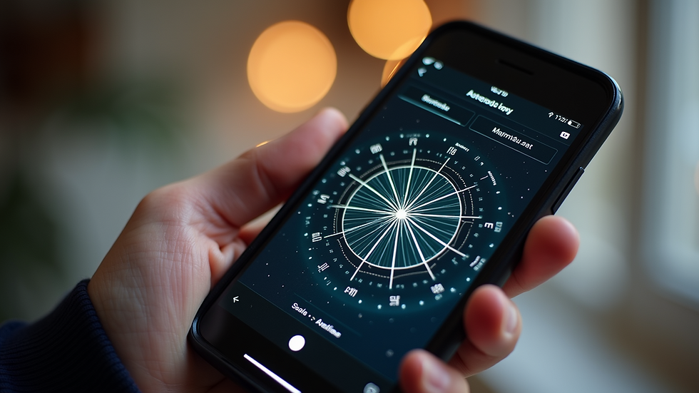 High angle view of a modern digital astrology app on a smartphone