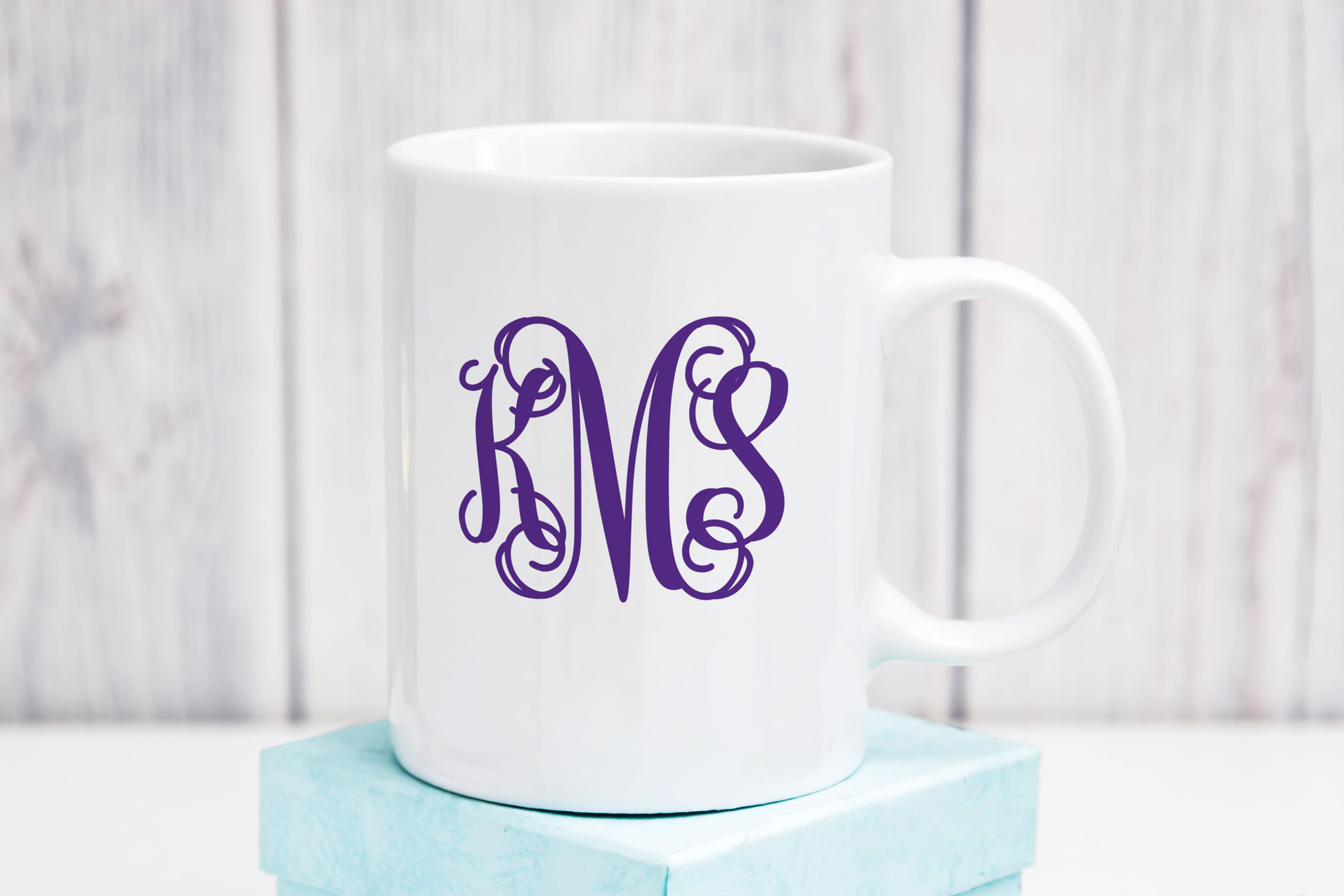 Personalized 3 Initial Mug in Purple