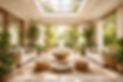 Serene living space with lush greenery.png