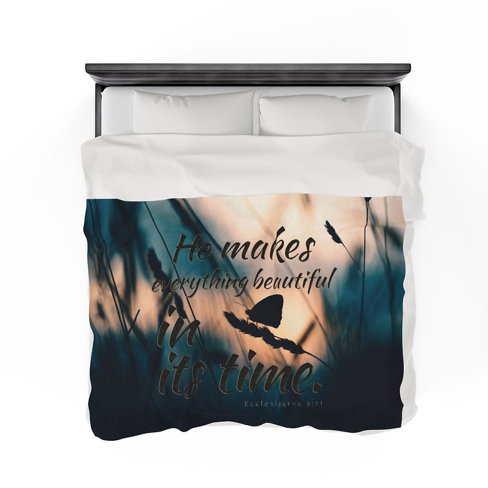 Thumbnail: Velveteen Plush Blanket - Beautiful In Its Time - Ecclesiastes 3:11