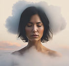 A woman facing forward with a cloud of fog obscurring her head.jpg