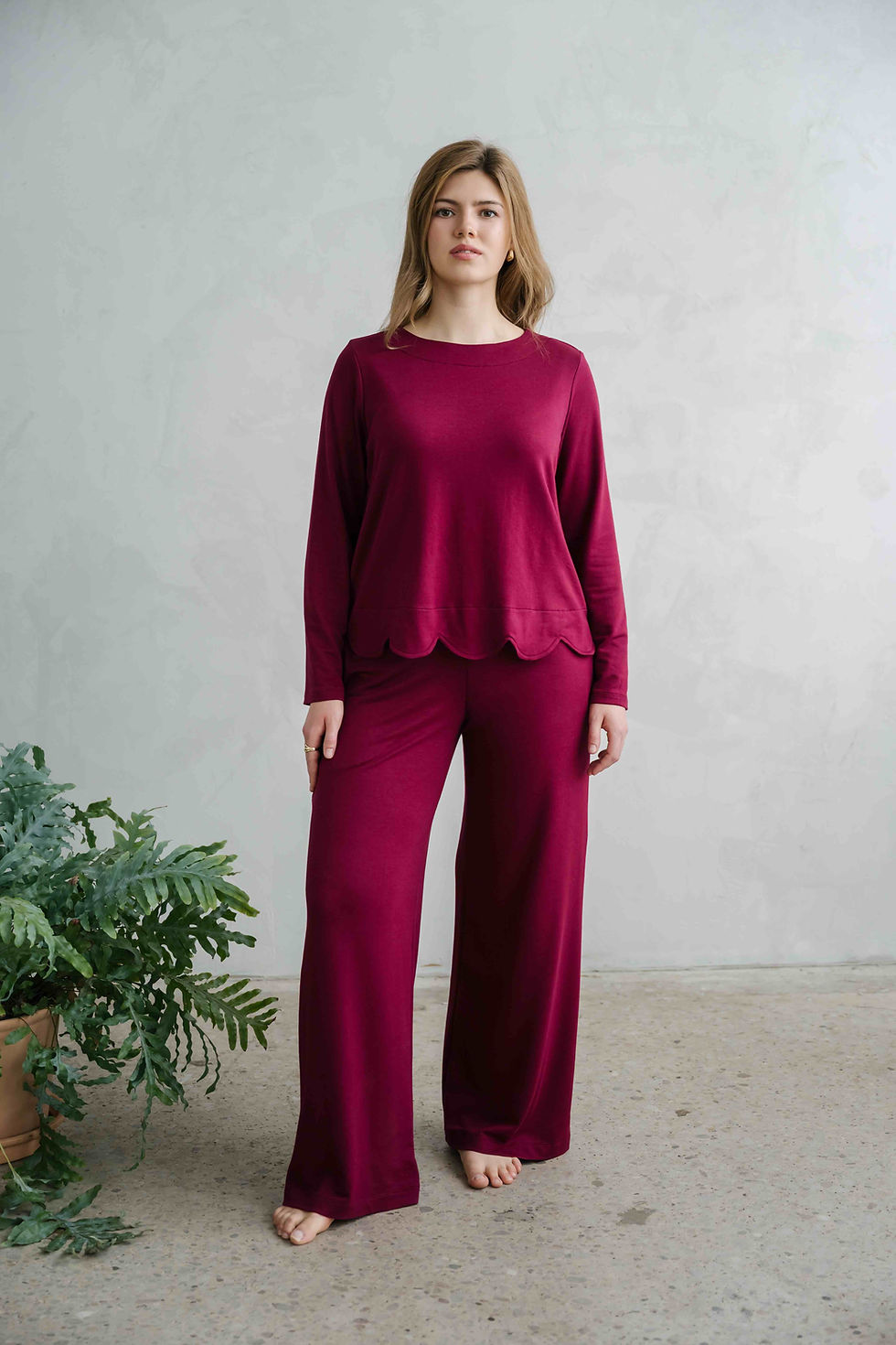 burgundy bamboo lounge pant
