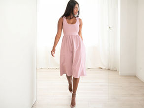 Blush Pink Cotton Dress with Shoulder Ties