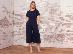 Navy blue jumpsuit with pockets for millennials