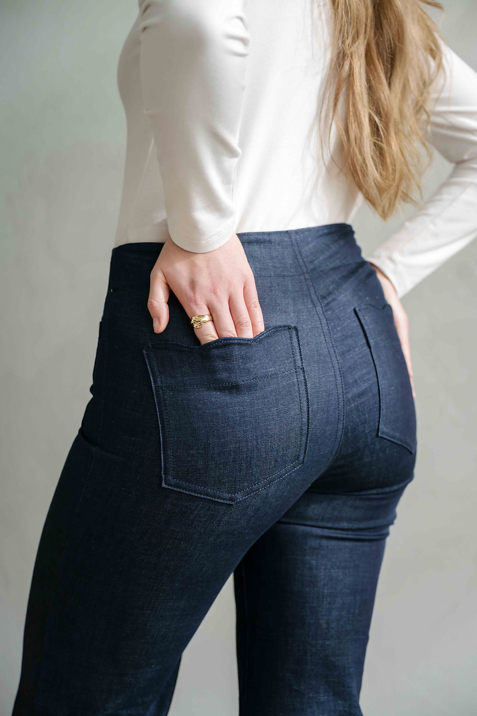 Thumbnail: high waist denim with scalloped pockets