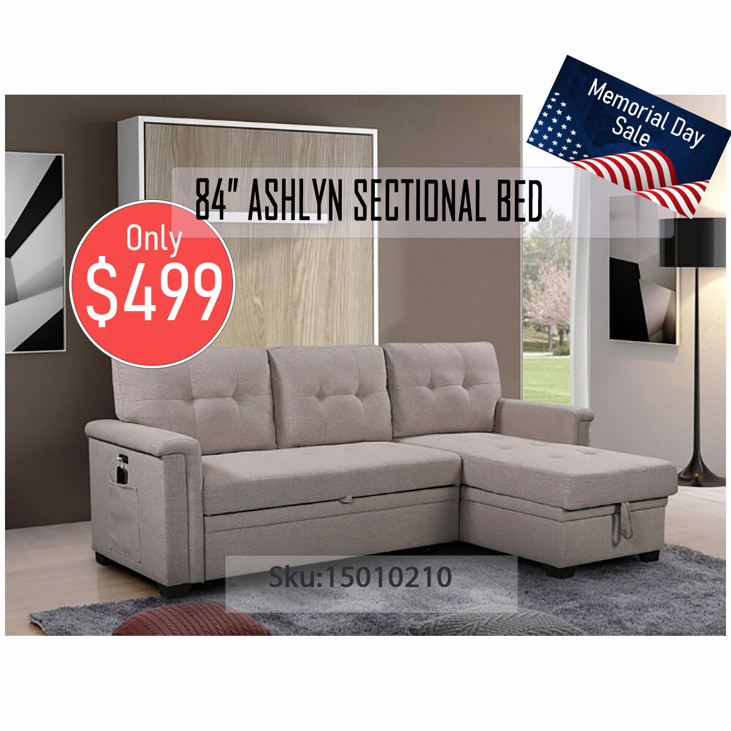 84"Ashlyn SectionaL-Bed