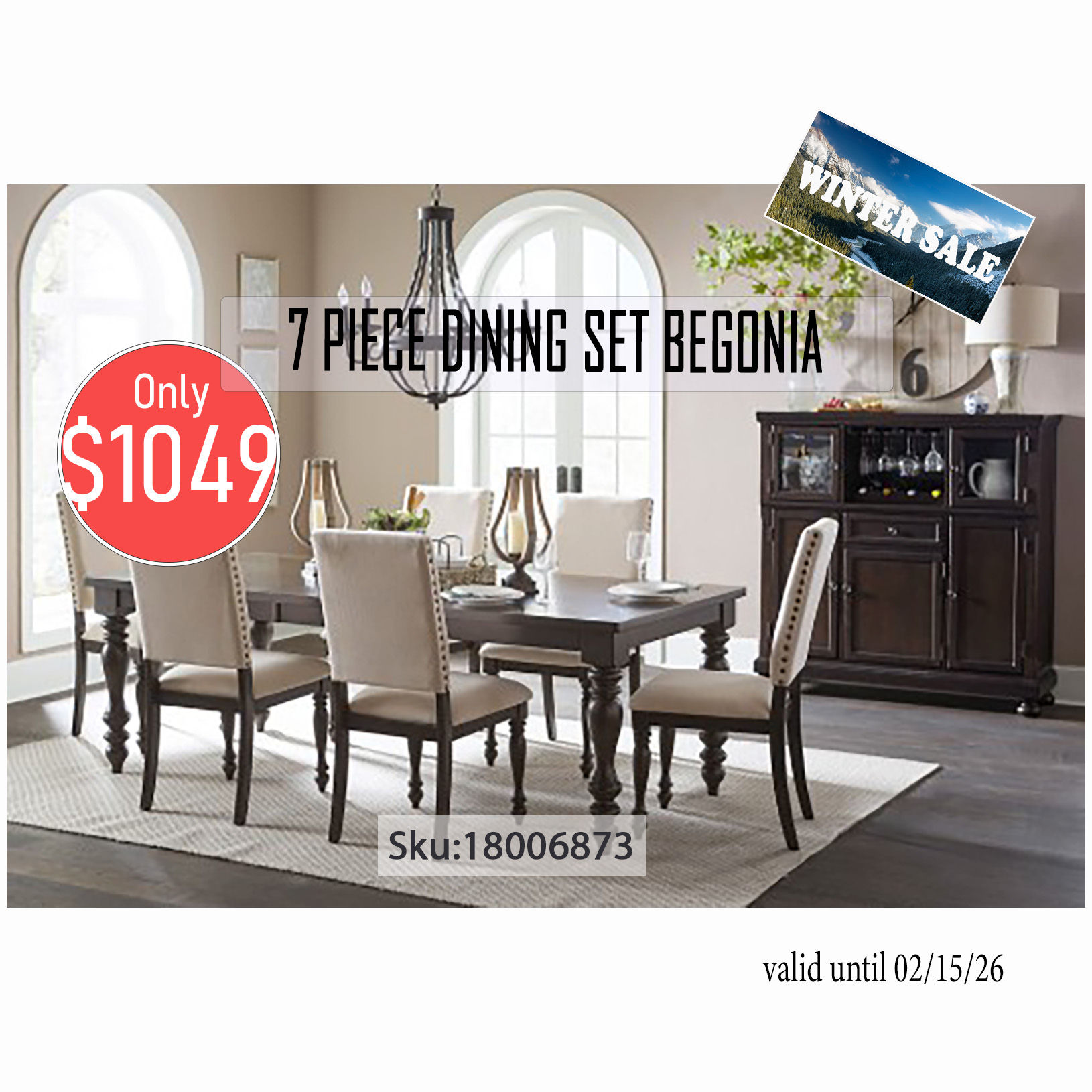 7 piece dining set Begonia